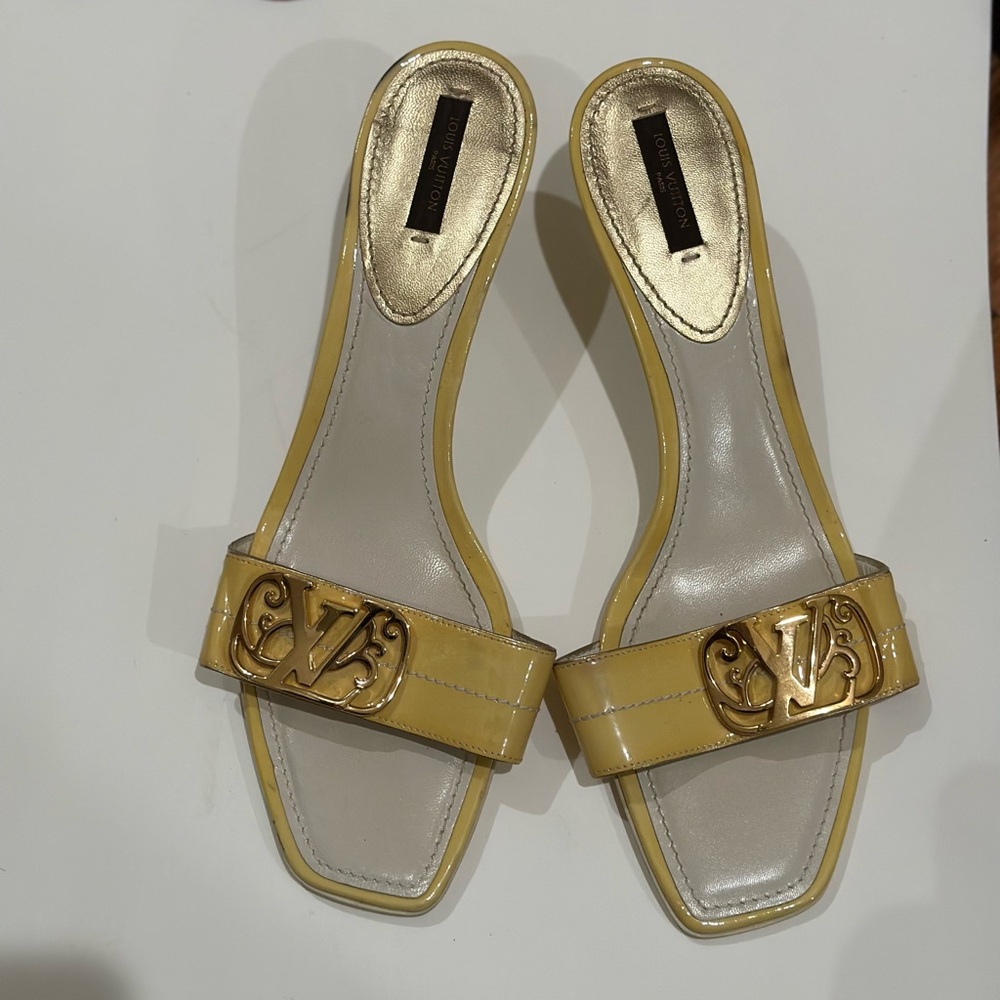 Vintage Louis Vuitton Patent Leather Slide Sandals
